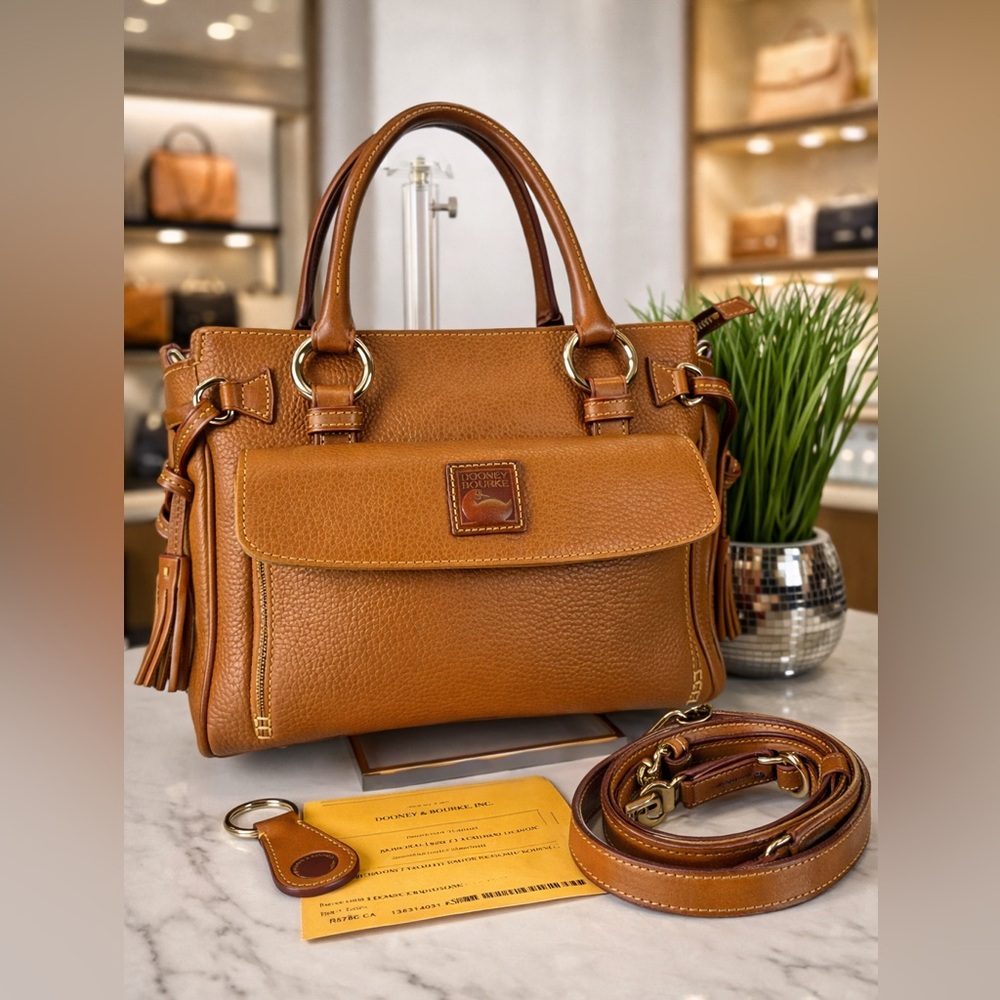 Dooney and Bourke Caramel Tan Brown Pocket Satchel Hand Shoulder bag Set NWT